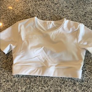 White cropped work out top